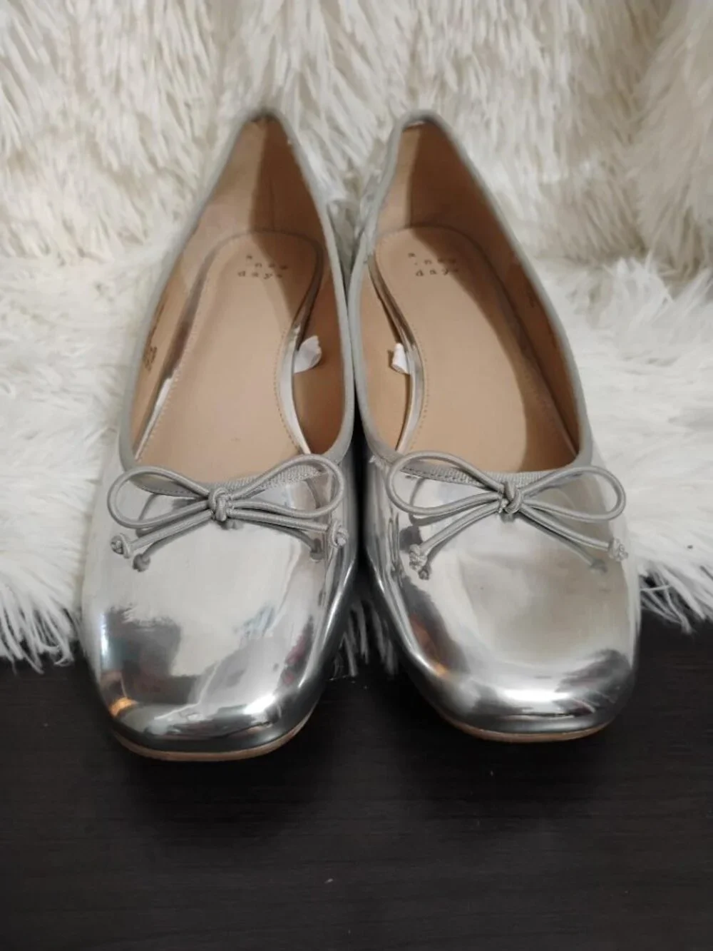 A New Day Women's Silver Ballet Flats Size 8.5